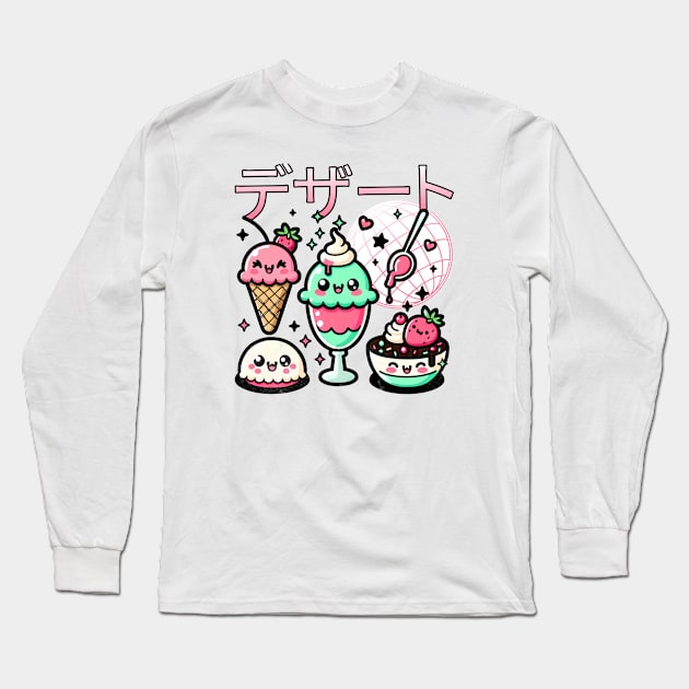 Japanese Kawaii Desserts Ice Cream & Sweets Long Sleeve T-Shirt by alcoshirts